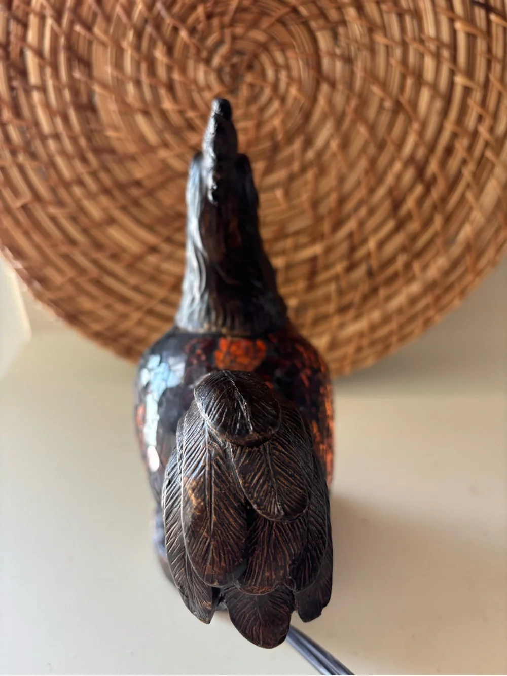 Vintage Mosiac Glass Brown Chicken Rooster Night Light Table Desk Accent Light